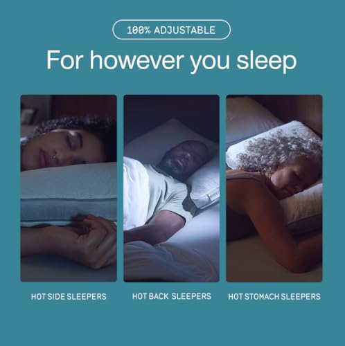 Coop Home Goods Cool+ Adjustable Pillow, King Size Plus Shaped Memory Foam Pillows with Cooling Gel, Back, Neck Support, S...