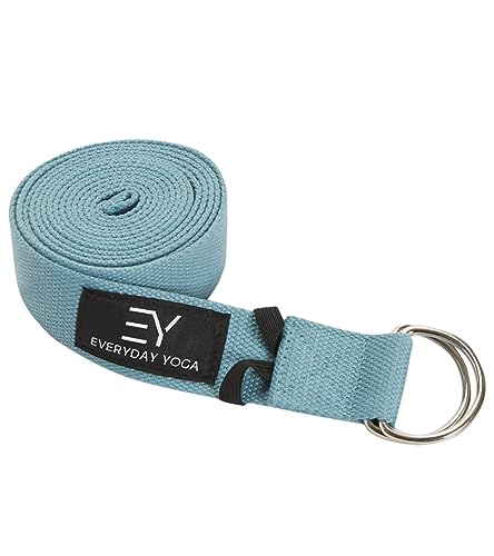Everyday Yoga Strap with Metal D-Ring - Durable Stretching Strap for Yoga, Pilates, Flexibility & Physical Therapy (6ft, 8...