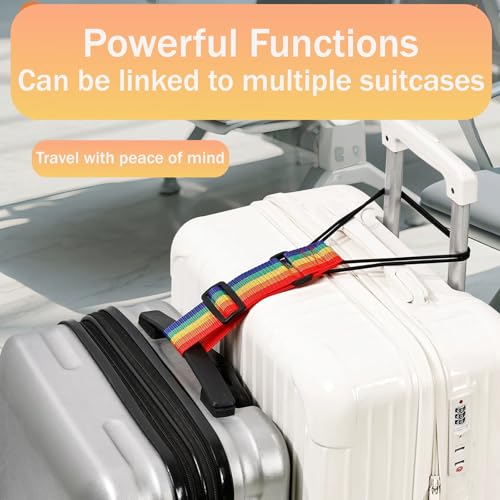 4PCS Luggage Straps for Suitcase, Adjustable Elastic Luggage Connector Straps, Multi-Functional Durable Travel Packing Str...