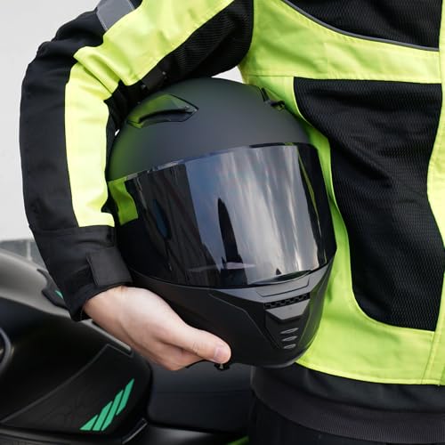 JQF Gear Full Face Helmet Black Motorcycle Motorbike Street Bike Racing Helmets for Adults WS-607 DOT Approved (with Black...