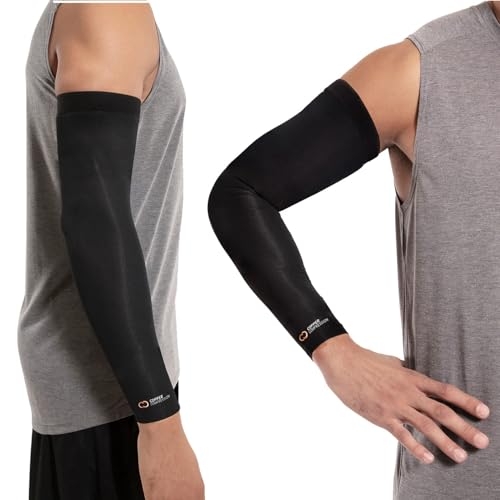 Copper Compression Arm Sleeve - Copper Infused Full Arm Brace for Forearm, Bicep, Triceps - Tennis Elbow, Basketball, Gol...