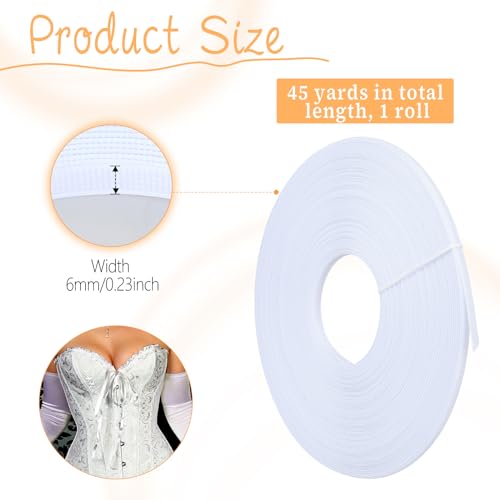 45 Yards Polyester Boning for Sewing, 1/4 Inch Sew-Through Low Density & Lightweight Plastic Boning for Corsets, Bridal Go...