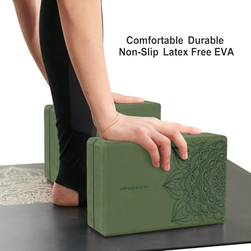 nuveti Yoga Blocks Set of 2, High Density Yoga Brick Foam Blocks to Improve Strength, Flexibility and Balance Brick Foam B...