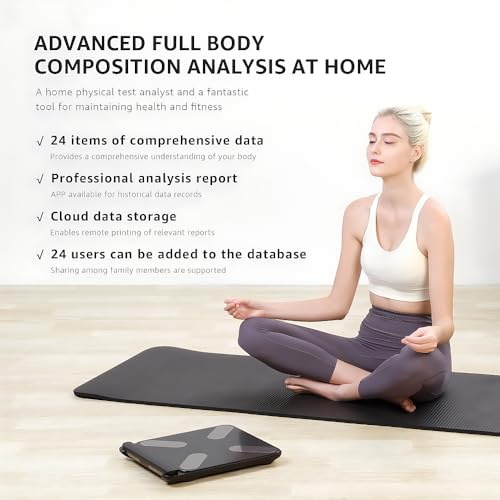 FITDAYS 8-Electrode Smart Scale: Full Body Composition Analyzer, 27 Metrics via Bluetooth Fitdays APP, 400lbs（FG2202WB+ER307）