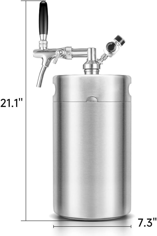 270OZ Mini Keg Growler, Pressurized Home Dispenser System with Adjustable Faucet Keeps Carbonation and Fresh for Homebrew, Craft and Draft Beer