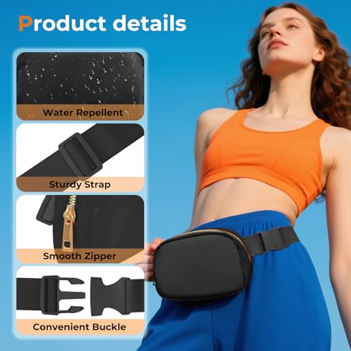 Cwualo Belt Bag Zipper Fanny Pack Crossbody Bags for Women,Fashion Nylon Waist Packs, Water Repellent Two Way wear with Ad...