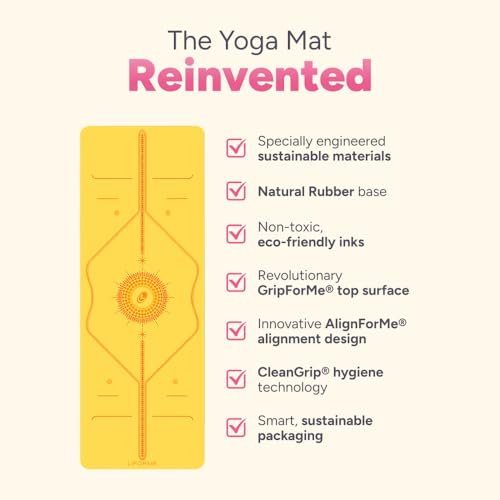 Liforme Printed Yoga Mat Collection - Free Yoga Bag Included - Patented Alignment System, Warrior-like Grip, Non-Slip, Ec...