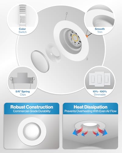 Sunco 16 Pack 6 Inch LED Can Lights, Retrofit Recessed Lighting, Smooth Trim, 965 LM, 13W (75W Equivalent), Selectable CCT...