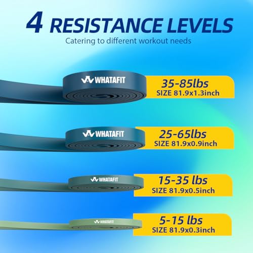 WHATAFIT Resistance Bands,Pull Up Assist Bands Set with Handles, Exercise & Workout Bands with Door Anchor for Men & Women...