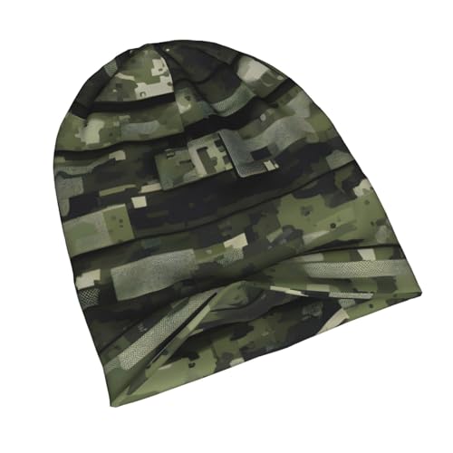 YANYU Digital Camo Print Soft Beanie Hat for Men Women Warm Fashion Cap for Jogging Cycling Gift Outdoor Use Black