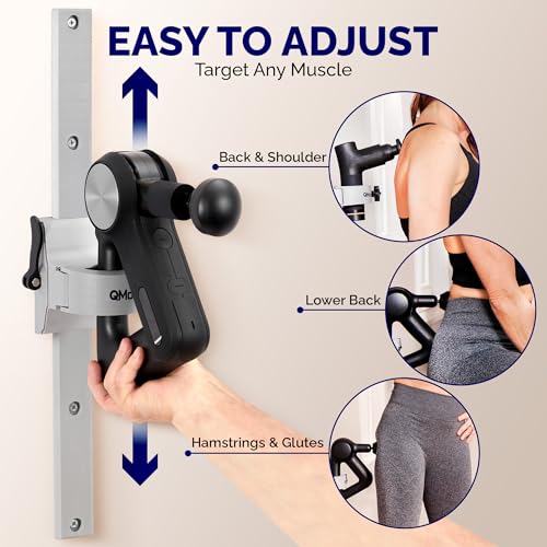 QMount Massage Gun Holder & Wall Mount - Hands-Free for Full Body Muscle Recovery - Fully Adjustable Massage Gun Wall Moun...