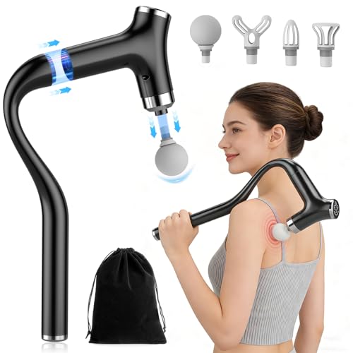 Pudthin Detachable Long Handle Massage Gun for Back Pain Relief, Deep Tissue Percussion Massager with 12 Speed Levels, Han...
