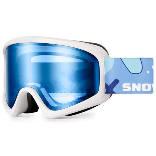 SNOWER Kids Ski Goggles, Anti-Fog Snow Goggles with OTG Design, 100% UV Protection, HD Lens for Kids Boys Girls