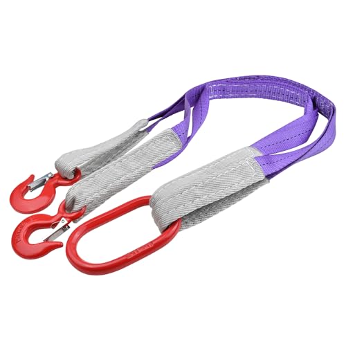 Lifting Slings Straps with Hooks - 3.3 FT, 4409LB Pounds Capacity, Polyester Bridle Sling, Heavy Duty Two Leg Rigging Stra...