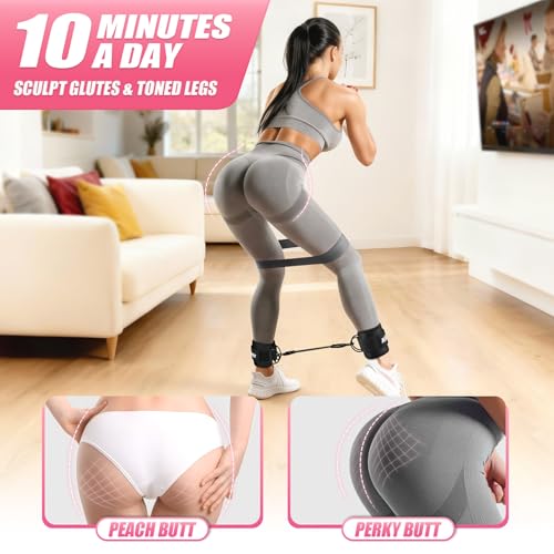 Ankle Resistance Bands with Cuffs, Resistance Bands Set for Working Out, Leg and Glute Exercise Bands – Home Gym Workout E...