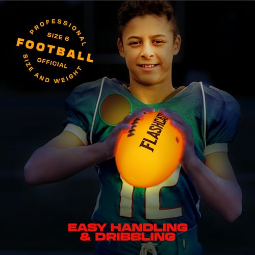Light Up Football - Glow in the Dark Ball - NO 6 - Boys Gifts - Outdoor Sports, Birthday Gifts for Boys 8-15+ Year Old - K...