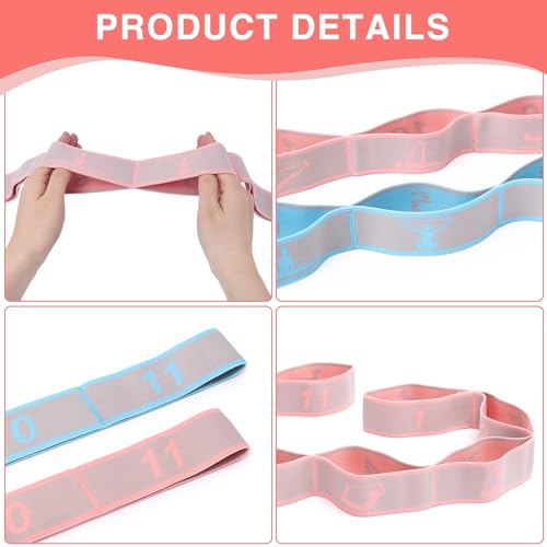 Elastic Yoga Stretching Strap with Loops, CEILIWEN Stretch Straps for Physical Therapy, Pilates Stretch Band, Elastic Exer...