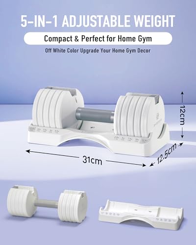 BYZOOM FITNESS Pure Series Adjustable Dumbbell – 12.5/25/27.5/75lb Single Unit OR Set of 2 – 5-in-1/ 10-in-1 / 21-in-1 Fle...