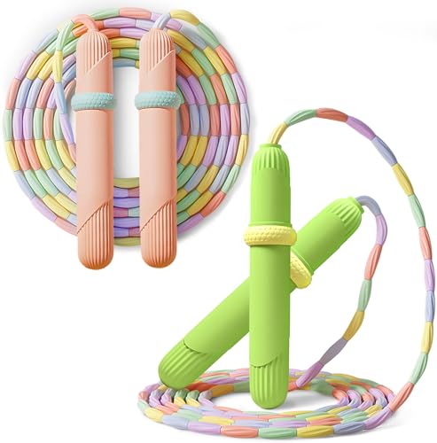 Jump Rope for Kid,Soft Beaded Jump Rope Fitness Exercise Equipment,Adjustable Tangle - Free Segmented Fitness Skipping Rop...