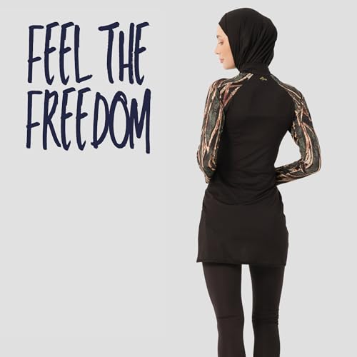 Islamic Long Sleeve Modest Swimsuits Burkini for Women 6 Pcs | Water Repellent Top, Crop, Leggings, Cap, Scarf, Underwear