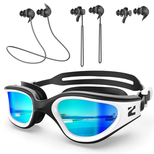 ZIONOR G1 Lite Polarized Swimming Goggles with 3 Pairs Earplugs, Anti-Fog UV Protection Swim Goggle for Adult Men Women Youth