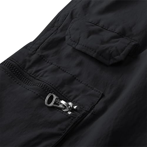 Mens Relaxed Fit Cargo Pants Comfortable Workout Stretch Tactical Pants Zipper Pocket Lightweight Straight Leg Baggy Trousers