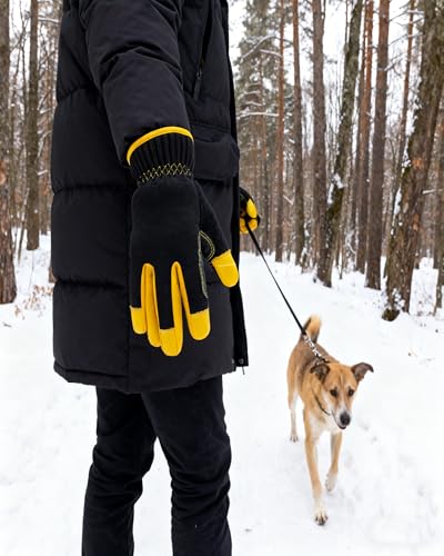 HODUP Insulated Synthetic Leather Winter Work Gloves - 3M Thinsulate, Fleece-Lined, Water-Resistant