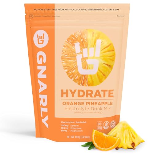 Gnarly Nutrition Hydrate Electrolyte Powder – Orange Pineapple Exercise Hydration Drink Mix – NSF Sport Certified – Electr...