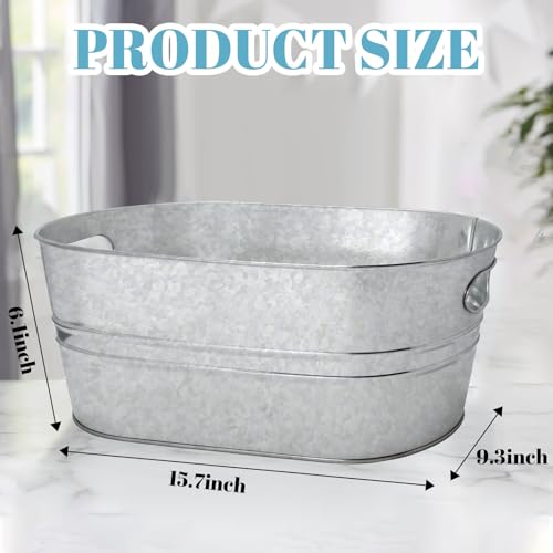 2 Pack 3 Gallon Galvanized Tub Ice Buckets for Parties Portable Beverage Tub Champagne Bucket Metal Ice Buckets for Cockta...