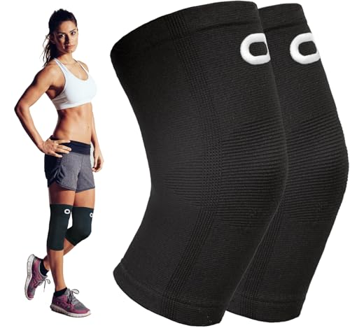 Crucial Compression Knee Sleeve (1 Pair) - Best Knee Braces for Knee Pain for Men & Women - Non-Slip Knee Support for Runn...
