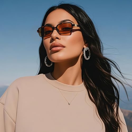 MASDUN Polarized Narrow Rectangle Sunglasses for Women Men Trendy Y2k Retro 90s Sun Glasses (3 Pack)