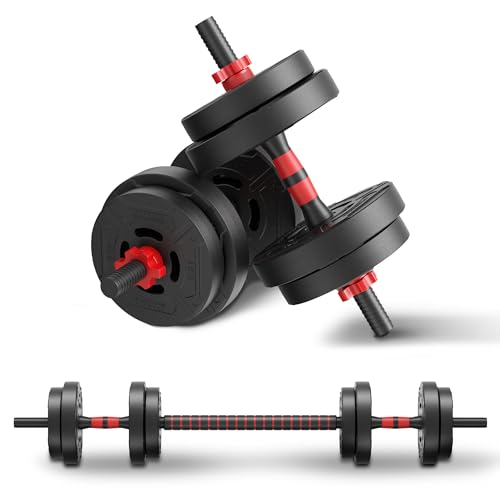 Fitvids Multi-Functional Changeable Dumbbell and Barbell Kettlebell Set with Adjustable Weights, 40LBS, 2-in-1