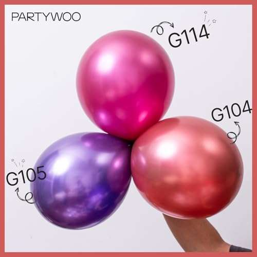 PartyWoo Metallic Balloons 66pcs 12 Inch Metallic Blue Silver Gold Purple Pink Green Rose Gold Latex Balloons for Baby Sho...