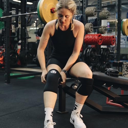 Jupiter Knee Sleeves (1 Pair), 7mm Compression Knee Braces for Squats,Weightlifting,Powerlifting,Cross Training for Men & ...