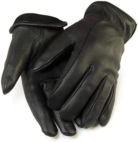 MEN`S FULL GRAIN BLACK DEERSKIN LEATHER GLOVES UN-LINED (American Fur)
