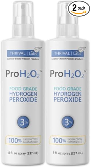 ProH2O2 3% Food Grade Hydrogen Peroxide – Natural Cleaner & Disinfectant – Suitable for Household Use – Ideal for Cleaning, Sanitizing & Gargle – 8 oz Spray Bottle (Pack of 2)