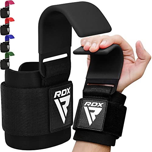 RDX Weight Lifting Hooks for Deadlifting (Pair) - 600Lbs Capacity - 8MM Neoprene Wrist Support Wraps - Grip Enhancer for P...