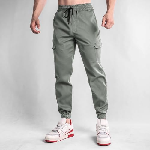 Men Lightweight Cargo Pants Casual Breathable Outdoor Hiking Work Pants Trendy Comfort Elastic Waist Hiking Joggers Trousers