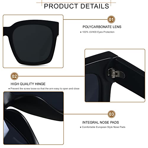 ANDWOOD Oversized Sunglasses for Women Big Large Square Wide Frame Shades Retro Trendy Fashion UV Protection