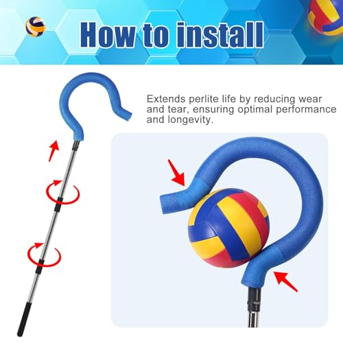 Adjustable Volleyball Spike Trainer with Question Mark Hook, Portable Lightweight Hitting Trainer for Serving, Spiking & J...