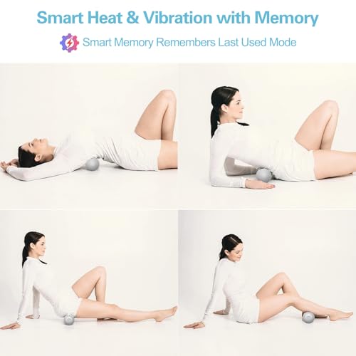 JIEJUNJIE Vibrating Massage Ball with Heat, 7 Modes, Memory, Myofascial Release, Deep Tissue Muscle Recovery Ball for Trig...