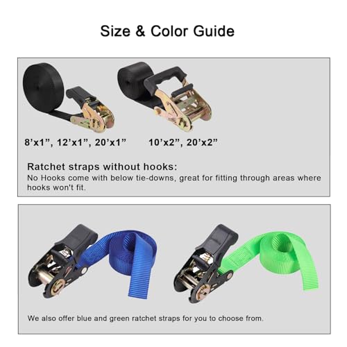 Endless Ratchet Tie Down Straps Heavy Duty Cargo Tie Downs, Sturdy Nylon Black Strap Down Ratcheting Securing Straps, Trac...