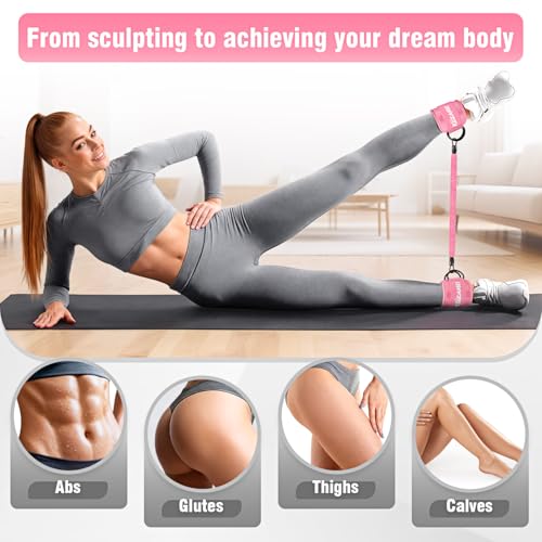 Ankle Resistance Bands with Cuffs & Fitness Board, Legs & Glutes Workout Equipment for Women Home Gym Exercise