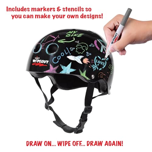 Wipeout Dry Erase Kids Helmet – Ideal for Bike, Skate, Scooter, in-Line Skating and Rollerblading