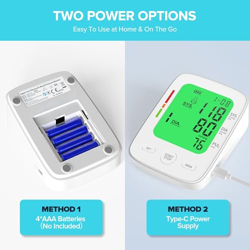 Blood Pressure Monitor for Home Use, Automatic Upper Arm Blood Pressure Machine with Large LCD Display, Adjustable Cuff (9...