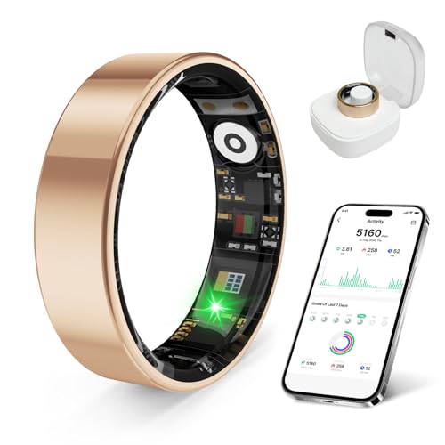 prxxhri Smart Health Ring, Featuring Stress and Sleep Monitoring Functions, Compatible with iOS and Android, Waterproof Fi...