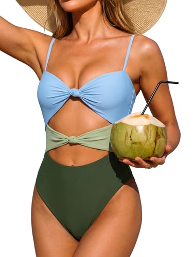 ANRABESS Women One Piece Swimsuits Tummy Control Bathing Suit Twist Cutout Adjustable Straps Swimwear Beach Vacation Clothes