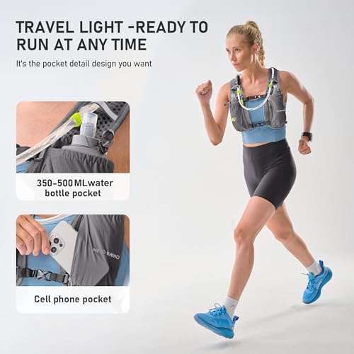 N NEVO RHINO Running Vest, Lightweight Hydration Vest, Insulated Water Backpack with 1.5L Water Bladder for Hiking, Trail,...