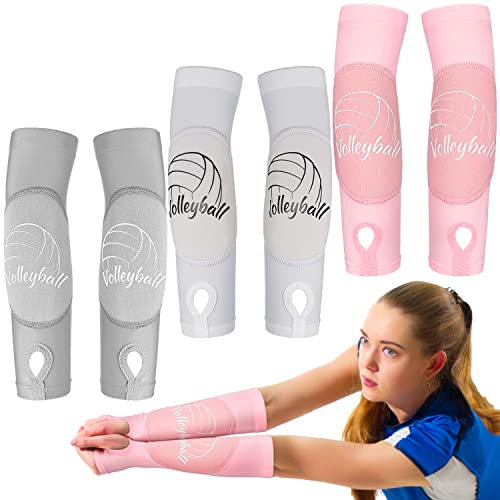 Yinder 3 Pairs Sports Volleyball Arm Sleeves for Youth Volleyball Wrist Guard Protection Pads and Thumbhole
