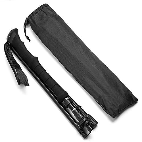 Travel Folding Trekking Hiking Pole with Carrying Case,Collapsible Cane Adjustable Walking Stick Portable Mobility Aid for...